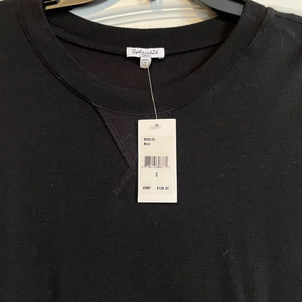 Splendid Black Tunic Sweater - Size Small - Retail $138 - NWT! Kangaroo pocket! - Picture 2 of 4